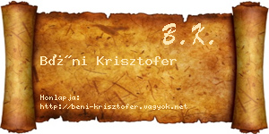 Béni Krisztofer névjegykártya